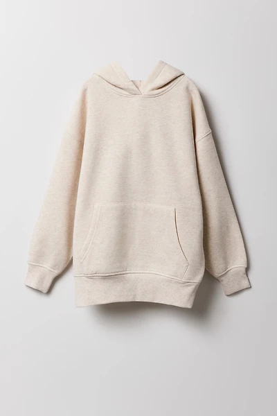 Haut surdimensionné à capuchon en molleton uni pour fille