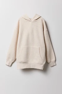 Haut surdimensionné à capuchon en molleton uni pour fille