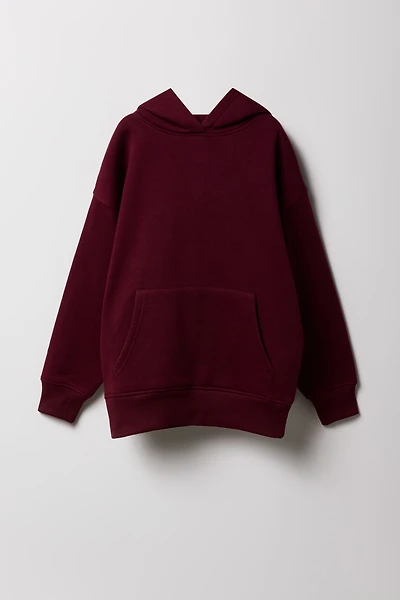 Girls Solid Fleece Oversized Hoodie