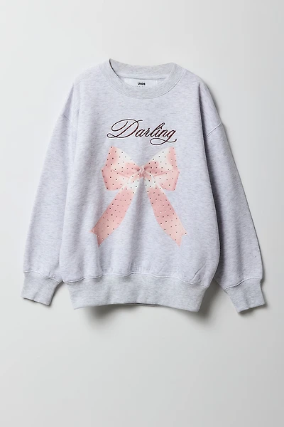 Girls Fleece Oversized Puff Print Sweatshirt