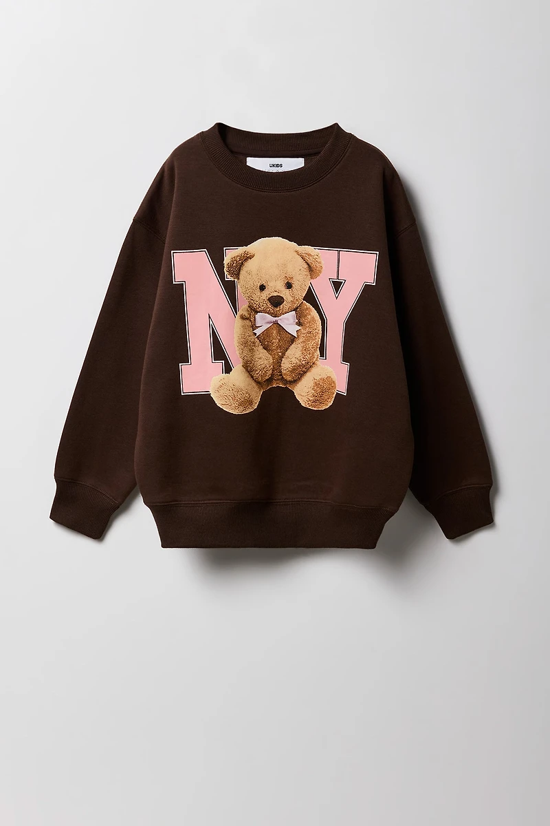 Girls Fleece Oversized HD Print Sweatshirt