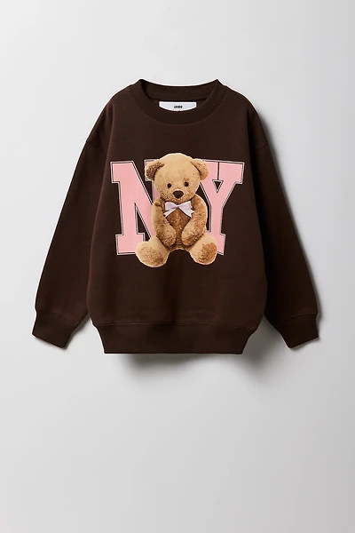 Girls Fleece Oversized HD Print Sweatshirt