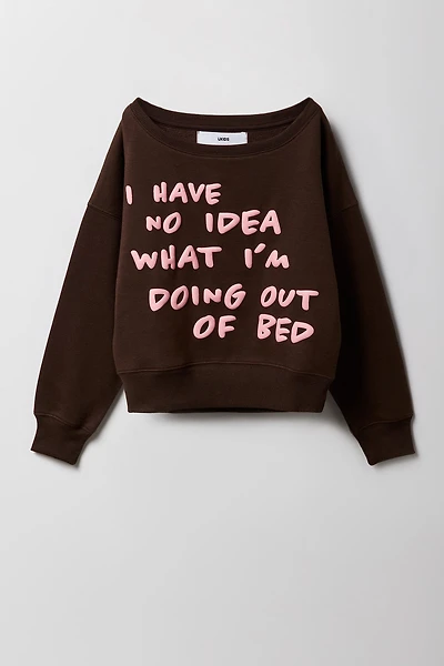 Chandail à épaules dénudées en molleton avec imprimé relief pour fille