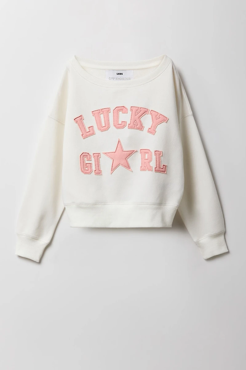 Chandail à épaules dénudées en molleton avec empiècement pour fille