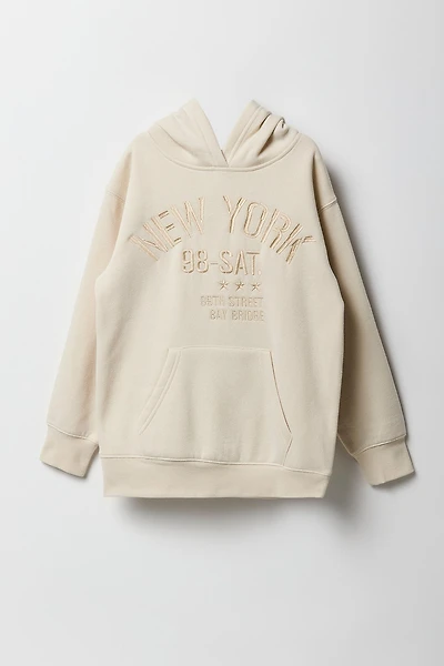 Girls Oversized City Graphic Fleece Hoodie