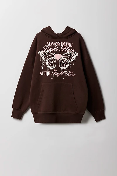 Haut à capuchon en molleton avec imprimé relief pour fille