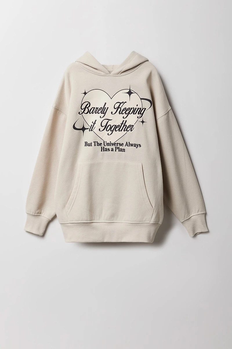 Haut à capuchon en molleton avec motif brodé pour fille