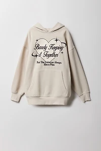 Haut à capuchon en molleton avec motif brodé pour fille