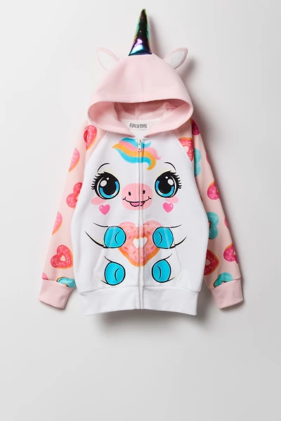 Girls 3D Cat Zip-Up Character Hoodie