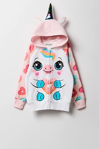 Girls 3D Cat Zip-Up Character Hoodie