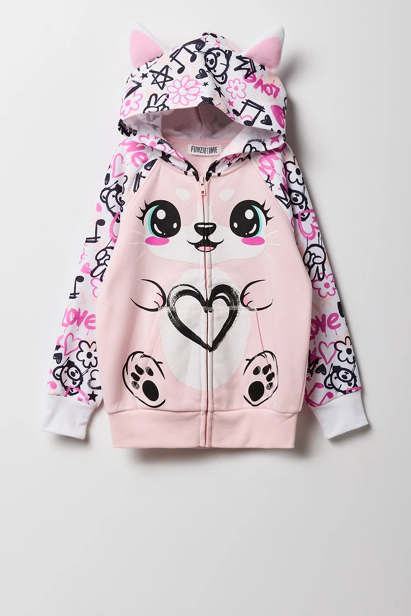 Girls 3D Unicorn Donut Zip-Up Character Hoodie