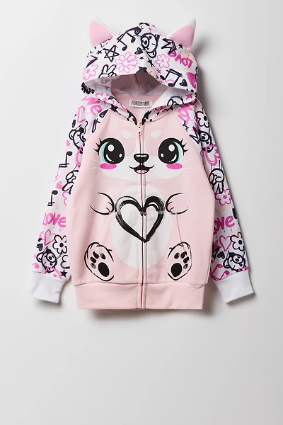 Girls 3D Unicorn Donut Zip-Up Character Hoodie
