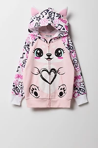 Girls 3D Unicorn Donut Zip-Up Character Hoodie