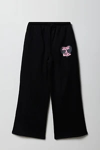 Girls Puff Print Wide Leg Sweatpant