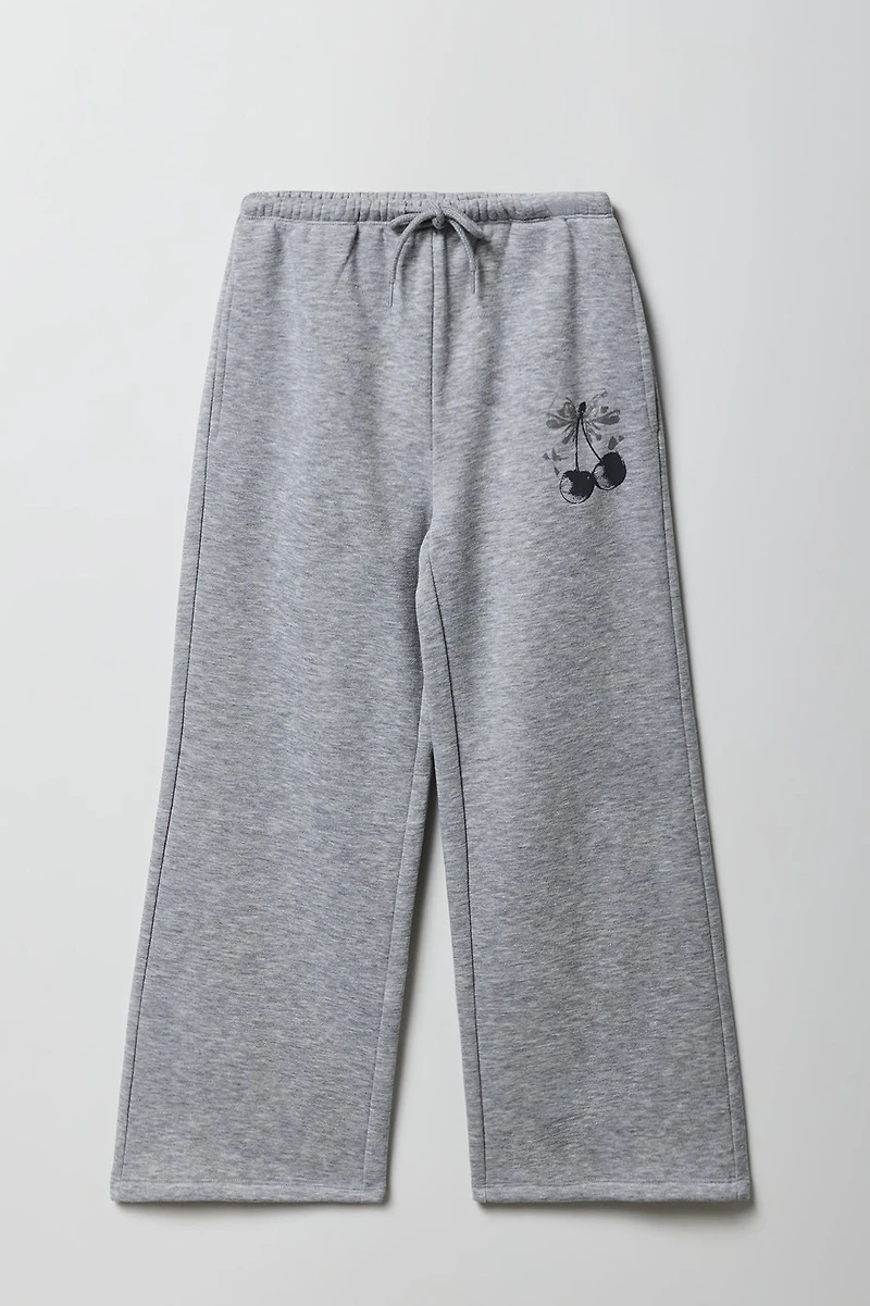 Girls Cherries Graphic Wide Leg Sweatpant