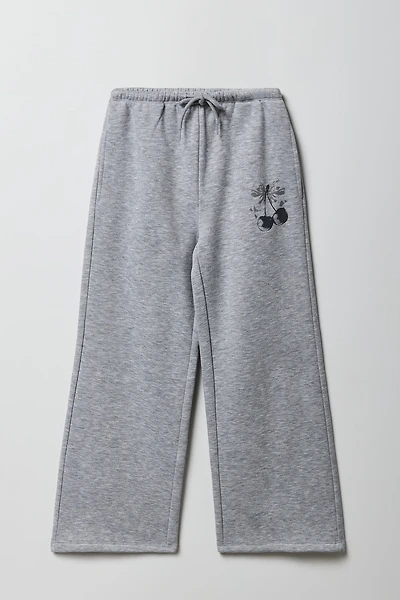 Girls Cherries Graphic Wide Leg Sweatpant