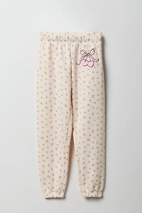 Girls Floral Puff Print Fleece Jogger