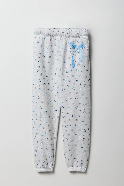Girls Floral Puff Print Fleece Jogger