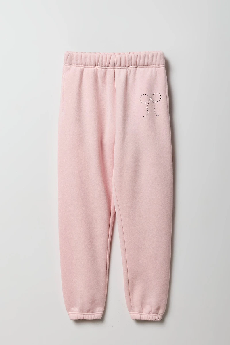 Jogger en molleton à imprimé Boucle avec pierres du Rhin pour fille