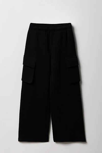 Girls Wide Leg Cargo Sweatpant