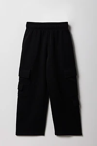 Girls Fleece Wide Leg Cargo Sweatpant
