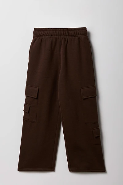 Pantalon d'entraînement cargo à jambe large en molleton pour fille