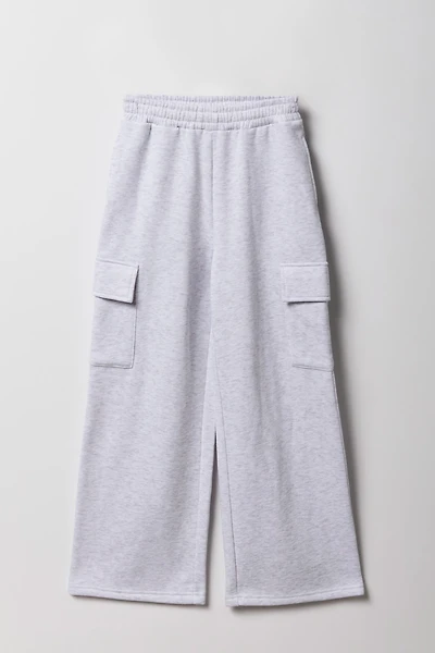 Girls Fleece Wide Leg Cargo Sweatpant