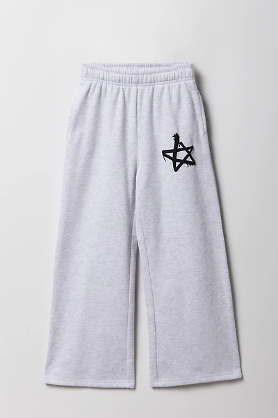 Girls Fleece Puff Print Wide Leg Sweatpant