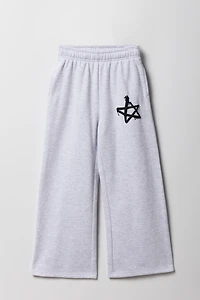 Girls Fleece Puff Print Wide Leg Sweatpant