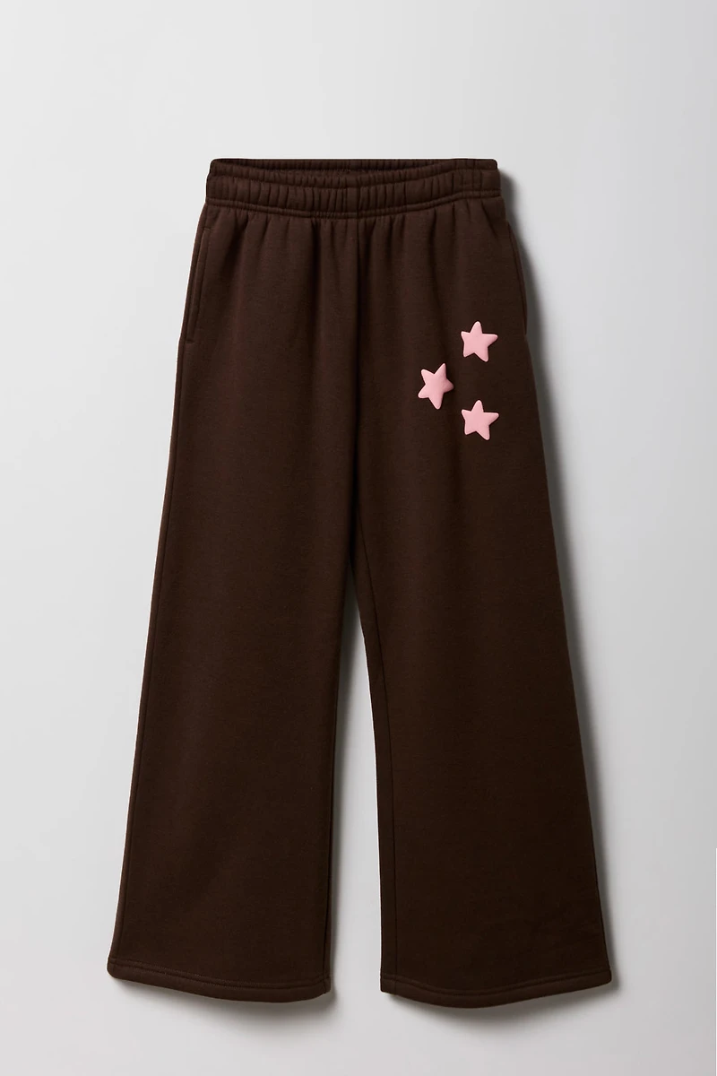 Girls Fleece Puff Print Wide Leg Sweatpant