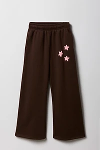 Girls Fleece Puff Print Wide Leg Sweatpant