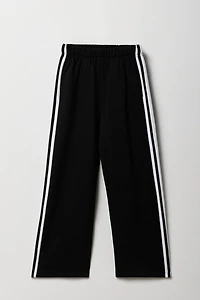 Pantalon d'entraînement à jambe large en molleton avec rayures latérales pour fille
