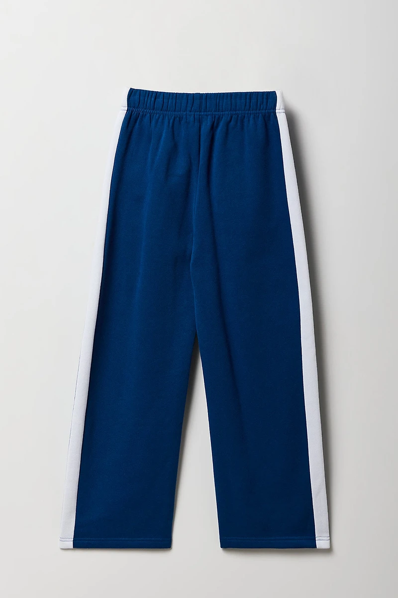 Pantalon d'entraînement à jambe large en molleton avec rayures latérales pour fille