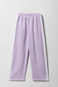 Pantalon d'entraînement à jambe large en molleton avec rayures latérales pour fille