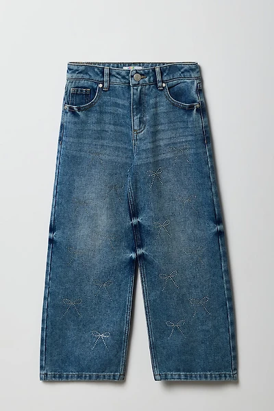 Jogger cargo baggy à jambe large avec Boucle et pierres du Rhin pour fille