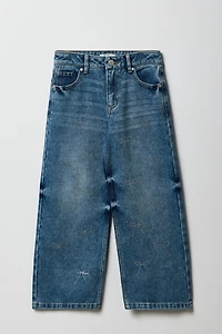 Jogger cargo baggy à jambe large avec Boucle et pierres du Rhin pour fille