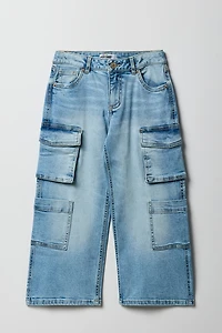 Jean cargo baggy à jambe large pour fille