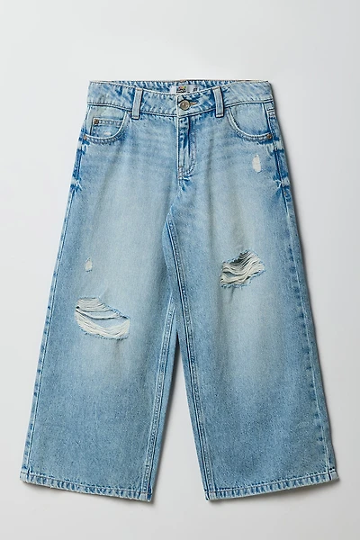 Girls Ripped Low Rise Super Baggy Jean
