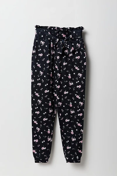 Jogger doux imprimé à taille cintrée pour fille
