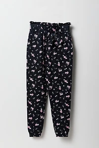 Girls Printed Soft Paperbag Jogger