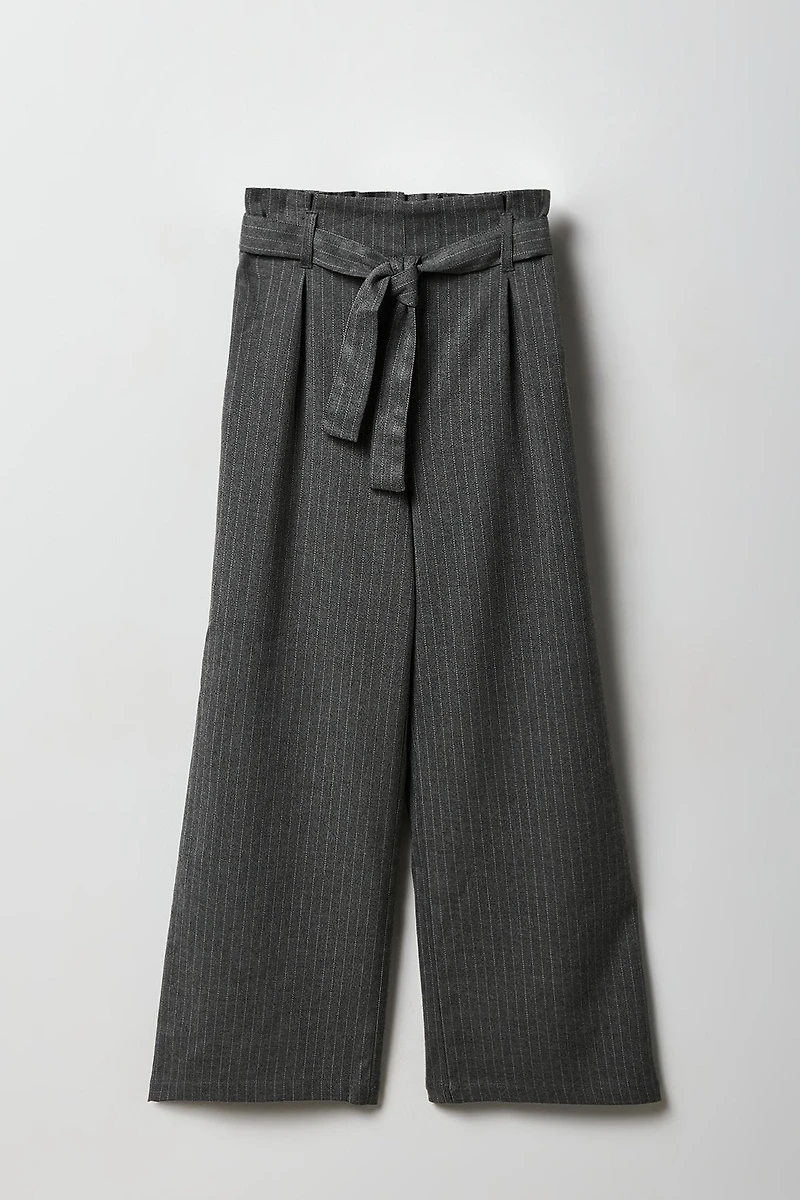 Pantalon à taille froissée et jambe large avec ceinture pour filles