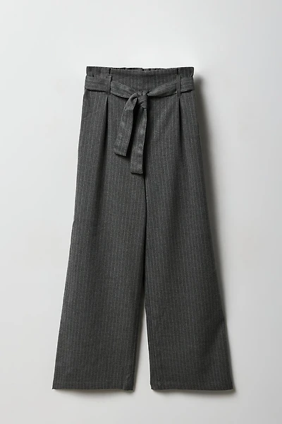 Pantalon à taille froissée et jambe large avec ceinture pour filles