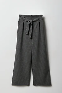 Pantalon à taille froissée et jambe large avec ceinture pour filles