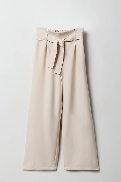 Girls Belted Wide Leg Paperbag Pant