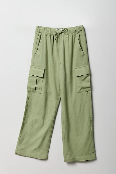 Girls Linen Cargo Pant