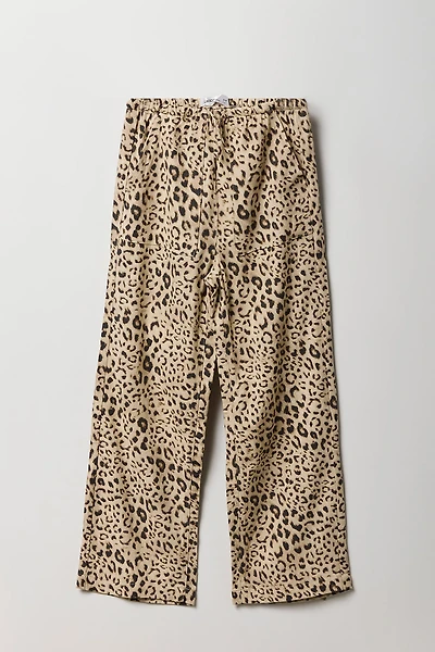 Pantalon à jambe large en lin avec taille coulissante pour fille