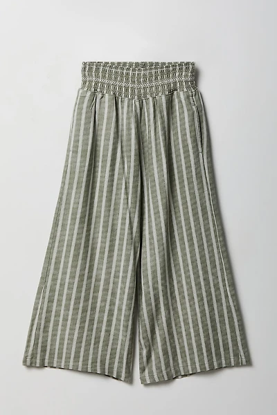 Girls Linen-Blend Wide Leg Palazzo Pant