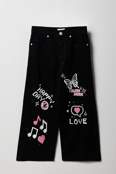Girls Graffiti Mid Rise Wide Leg Pant