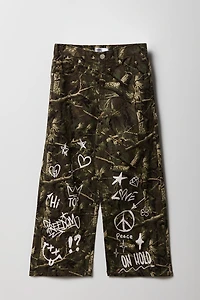 Pantalon mi-taille à jambe large avec imprimé graffitis pour fille
