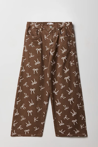 Pantalon mi-taille à jambe large avec boucle pour fille